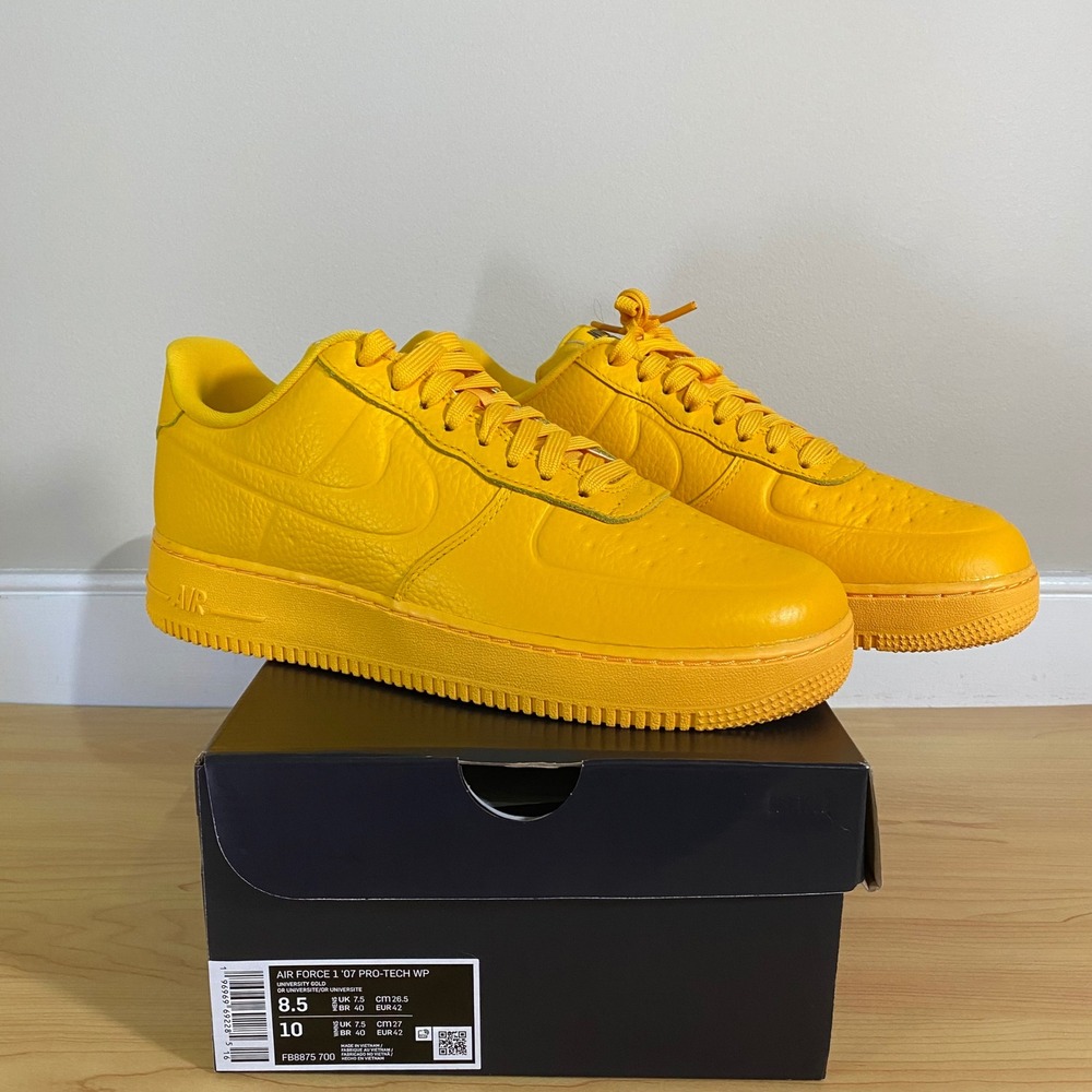 Nike Air Force 1 '07 Pro-Tech WP University Gold Yellow FB8875-700 Mens 8.5 10W